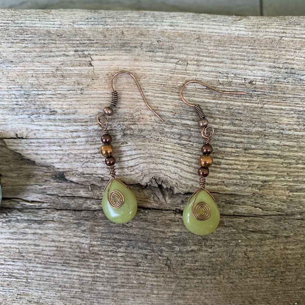 Boho chartreuse wore wrapped earrings